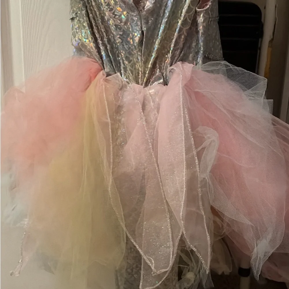 Silver & Pink Mermaid Tulle Kids Costume Dress size 7/8